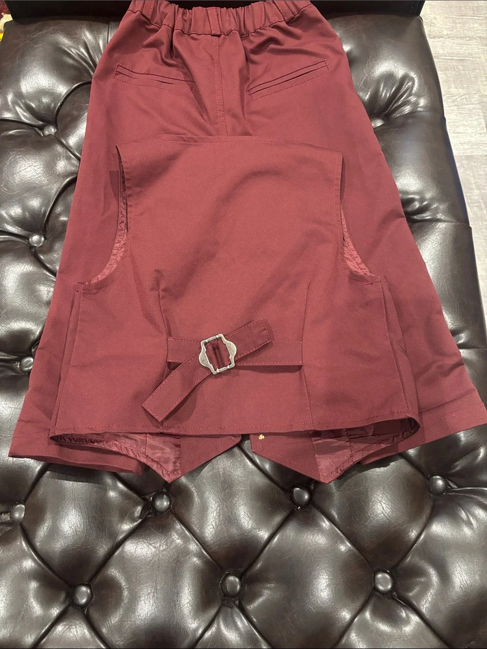 Burgundy Two-Piece Vest and Pants Set